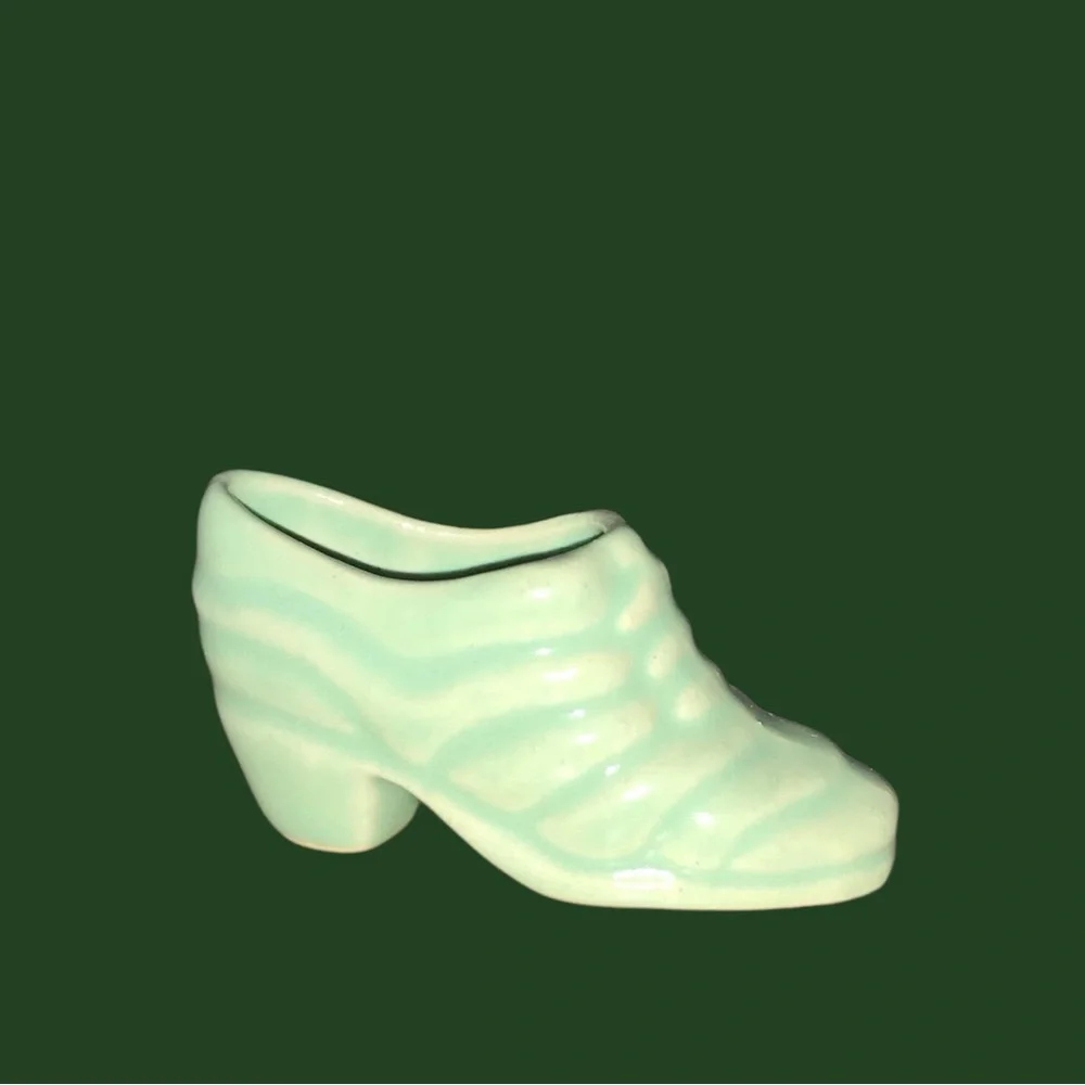 Vintage Mint Green Miniature Shoes Figurine
